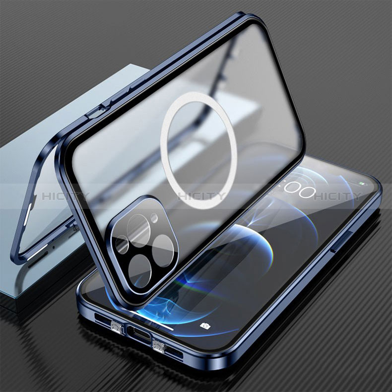 Custodia Lusso Alluminio Laterale Specchio 360 Gradi Cover con Mag-Safe Magnetic per Apple iPhone 14 Pro