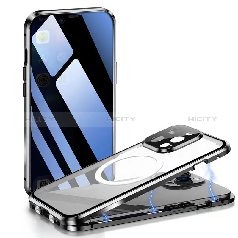 Custodia Lusso Alluminio Laterale Specchio 360 Gradi Cover con Mag-Safe Magnetic per Apple iPhone 15 Pro