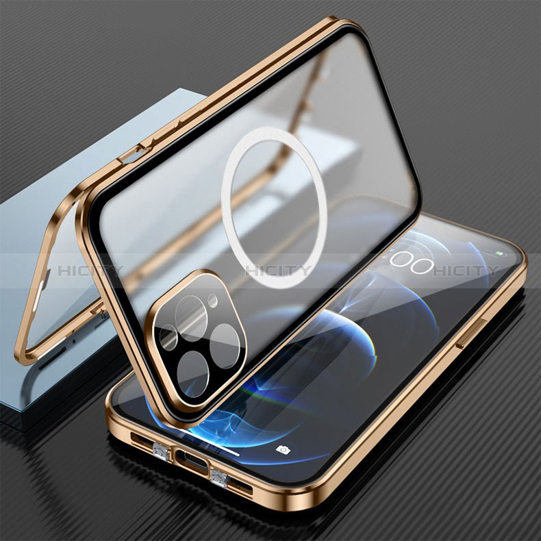 Custodia Lusso Alluminio Laterale Specchio 360 Gradi Cover con Mag-Safe Magnetic per Apple iPhone 15 Pro