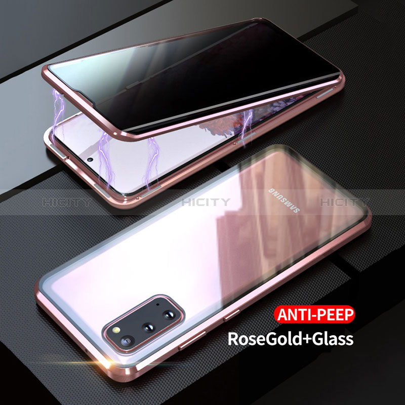 Custodia Lusso Alluminio Laterale Specchio 360 Gradi Cover LK1 per Samsung Galaxy S20 Oro Rosa