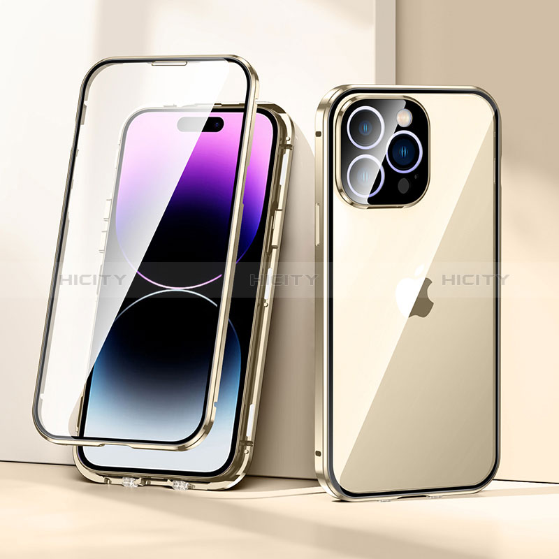 Custodia Lusso Alluminio Laterale Specchio 360 Gradi Cover LK2 per Apple iPhone 15 Pro Max