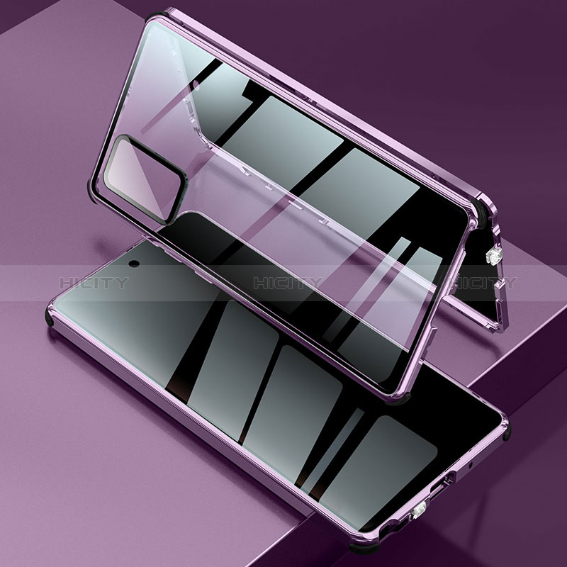 Custodia Lusso Alluminio Laterale Specchio 360 Gradi Cover LK2 per Samsung Galaxy Note 20 5G Viola