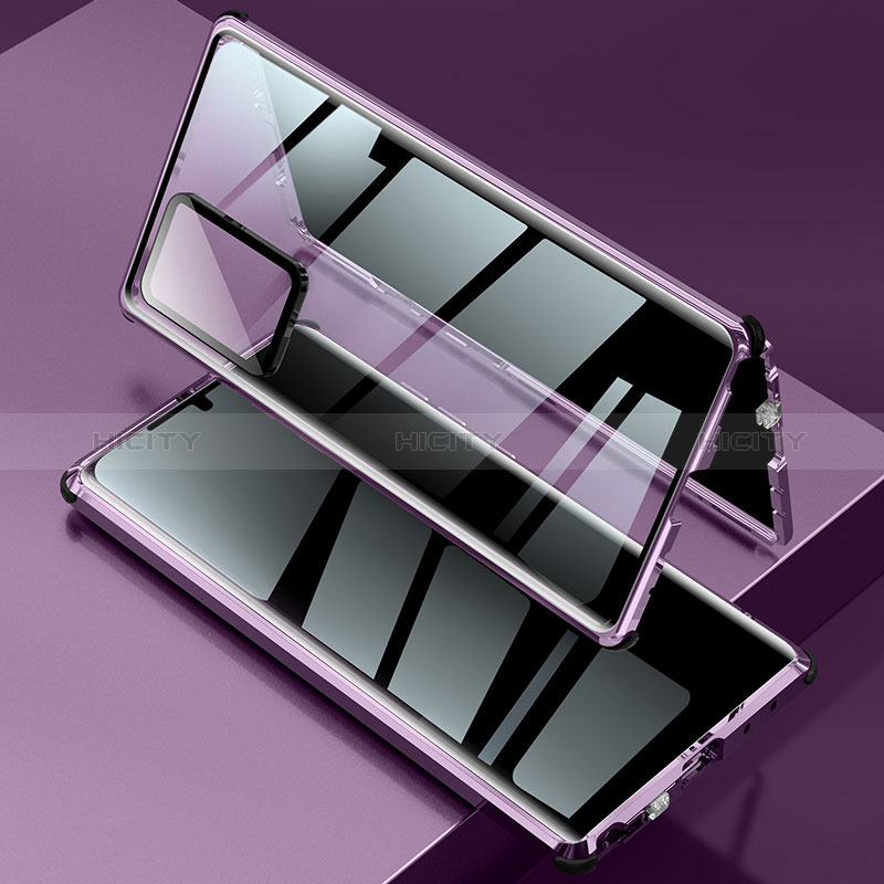 Custodia Lusso Alluminio Laterale Specchio 360 Gradi Cover LK2 per Samsung Galaxy Note 20 Ultra 5G Viola