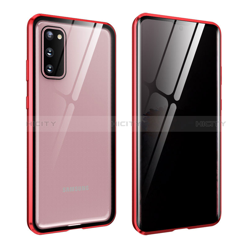 Custodia Lusso Alluminio Laterale Specchio 360 Gradi Cover LK2 per Samsung Galaxy S20 Rosso