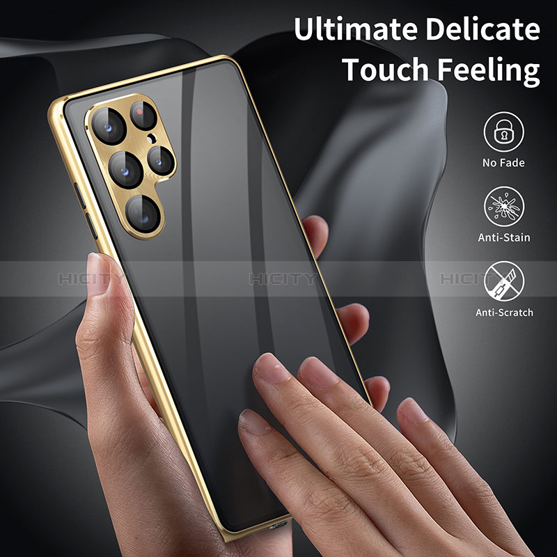 Custodia Lusso Alluminio Laterale Specchio 360 Gradi Cover LK2 per Samsung Galaxy S22 5G