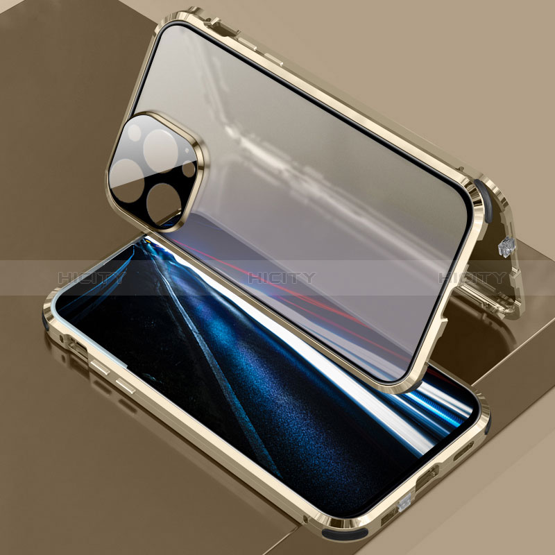 Custodia Lusso Alluminio Laterale Specchio 360 Gradi Cover LK3 per Apple iPhone 13 Pro