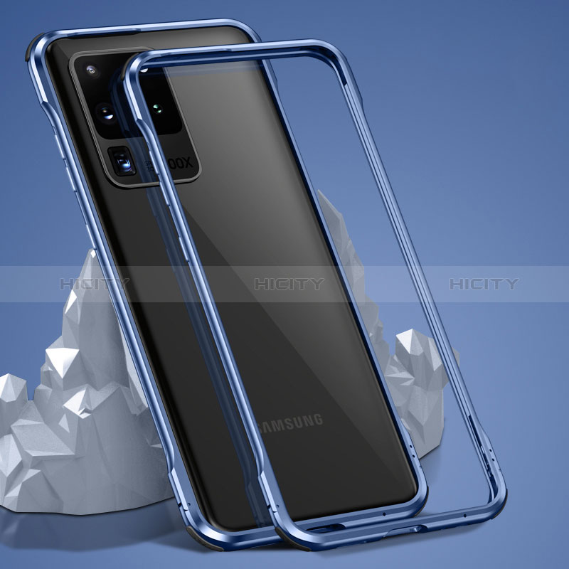 Custodia Lusso Alluminio Laterale Specchio 360 Gradi Cover LK3 per Samsung Galaxy S20 Ultra Blu