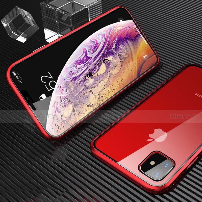 Custodia Lusso Alluminio Laterale Specchio 360 Gradi Cover M01 per Apple iPhone 11 Rosso