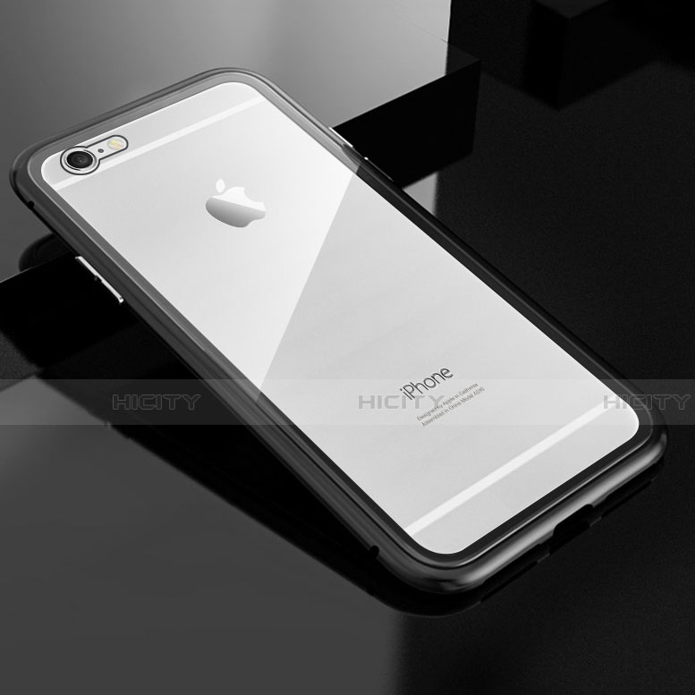 Custodia Lusso Alluminio Laterale Specchio 360 Gradi Cover M01 per Apple iPhone 6 Nero