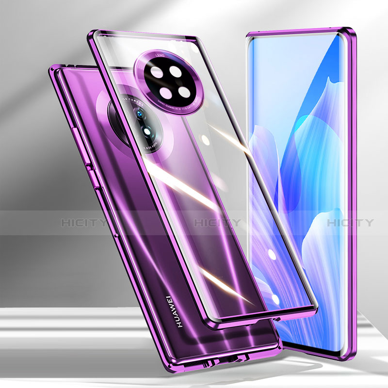 Custodia Lusso Alluminio Laterale Specchio 360 Gradi Cover M01 per Huawei Enjoy 20 Plus 5G Viola