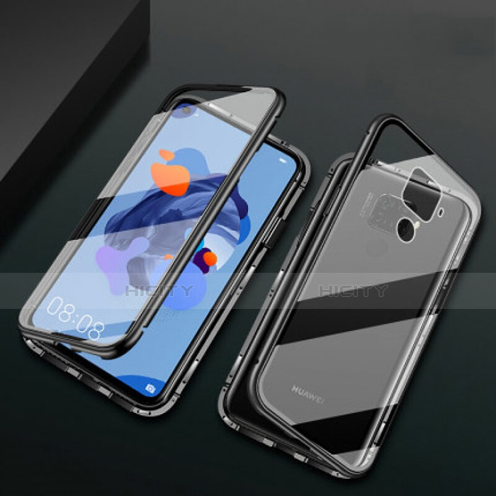 Custodia Lusso Alluminio Laterale Specchio 360 Gradi Cover M01 per Huawei Mate 30 Lite Nero