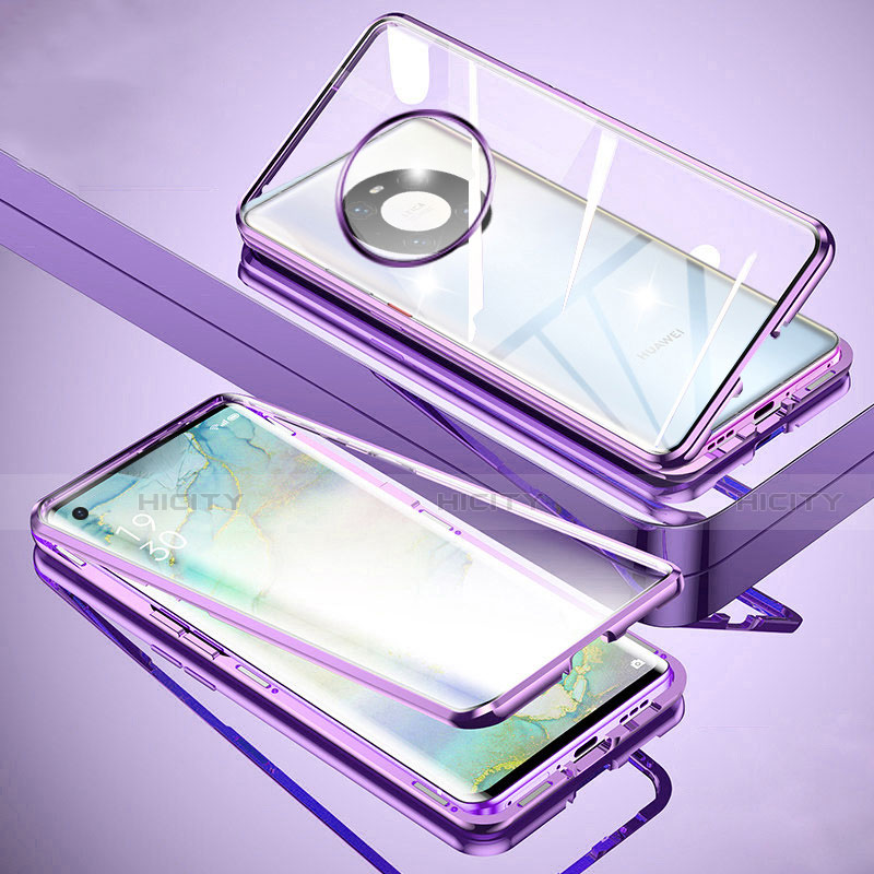 Custodia Lusso Alluminio Laterale Specchio 360 Gradi Cover M01 per Huawei Mate 40 Viola