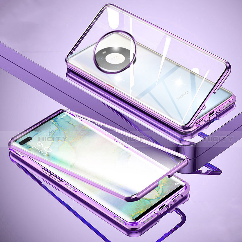 Custodia Lusso Alluminio Laterale Specchio 360 Gradi Cover M01 per Huawei Mate 40E Pro 5G Viola