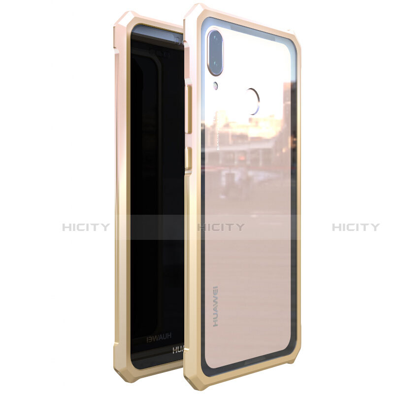 Custodia Lusso Alluminio Laterale Specchio 360 Gradi Cover M01 per Huawei Nova 3e Oro