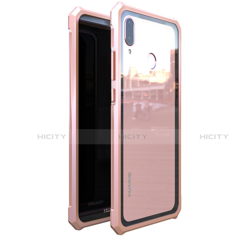 Custodia Lusso Alluminio Laterale Specchio 360 Gradi Cover M01 per Huawei Nova 3e Oro Rosa