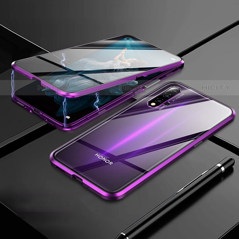 Custodia Lusso Alluminio Laterale Specchio 360 Gradi Cover M01 per Huawei Nova 5T Viola