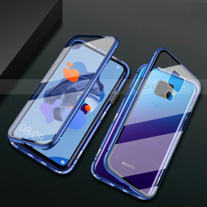 Custodia Lusso Alluminio Laterale Specchio 360 Gradi Cover M01 per Huawei Nova 5z Blu