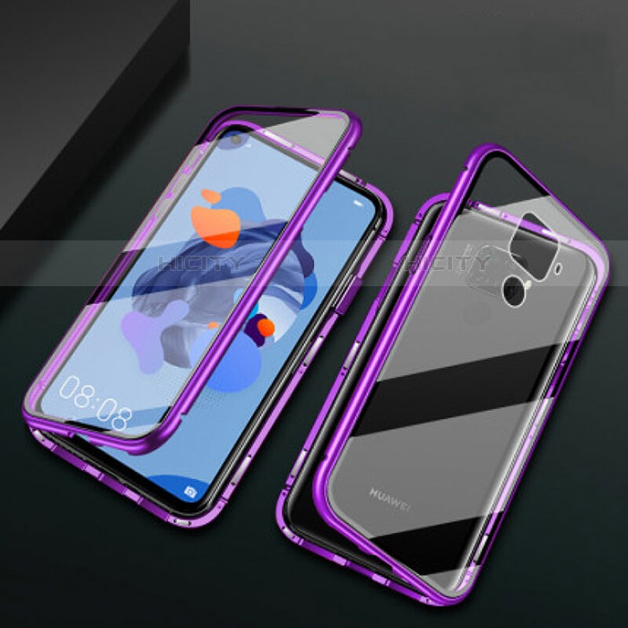 Custodia Lusso Alluminio Laterale Specchio 360 Gradi Cover M01 per Huawei Nova 5z Viola