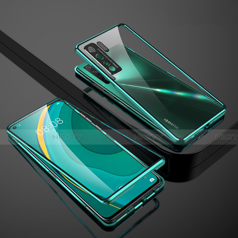 Custodia Lusso Alluminio Laterale Specchio 360 Gradi Cover M01 per Huawei Nova 7 SE 5G Verde