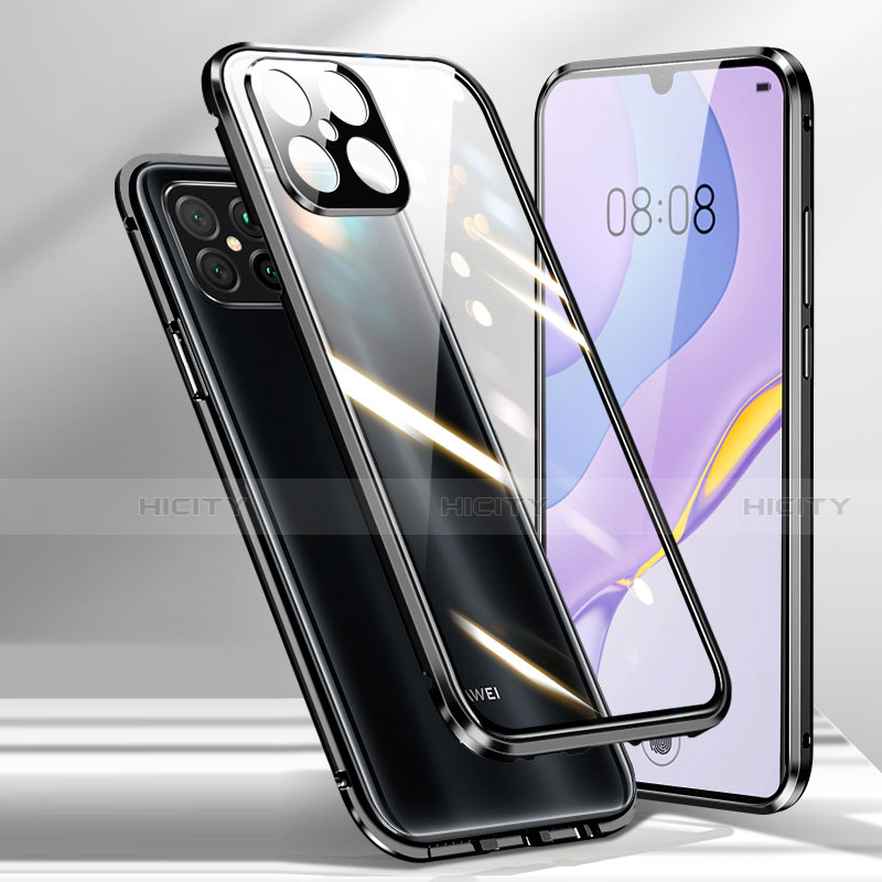 Custodia Lusso Alluminio Laterale Specchio 360 Gradi Cover M01 per Huawei Nova 8 SE 5G Nero