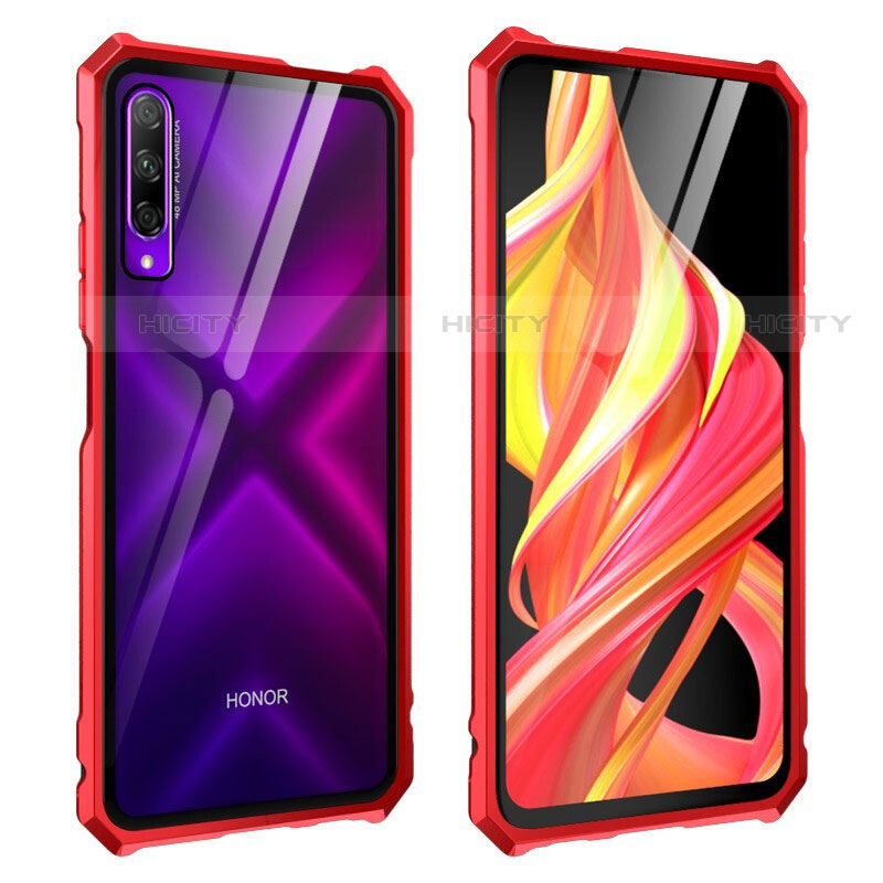 Custodia Lusso Alluminio Laterale Specchio 360 Gradi Cover M01 per Huawei Y9s Rosso