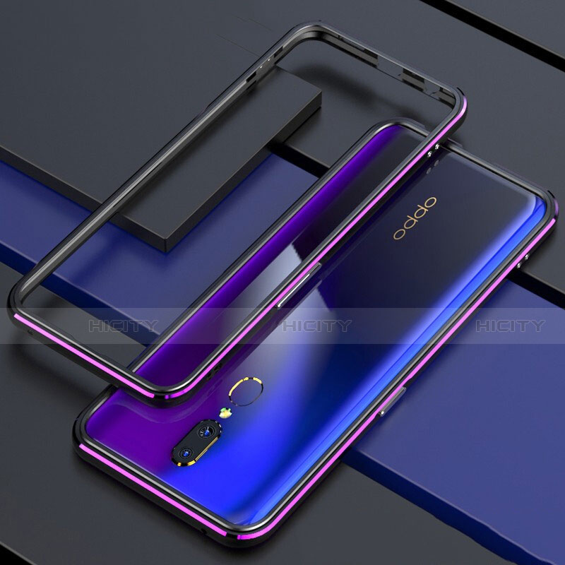 Custodia Lusso Alluminio Laterale Specchio 360 Gradi Cover M01 per Oppo A9 Viola