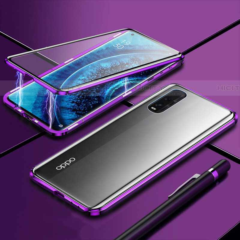 Custodia Lusso Alluminio Laterale Specchio 360 Gradi Cover M01 per Oppo Find X2