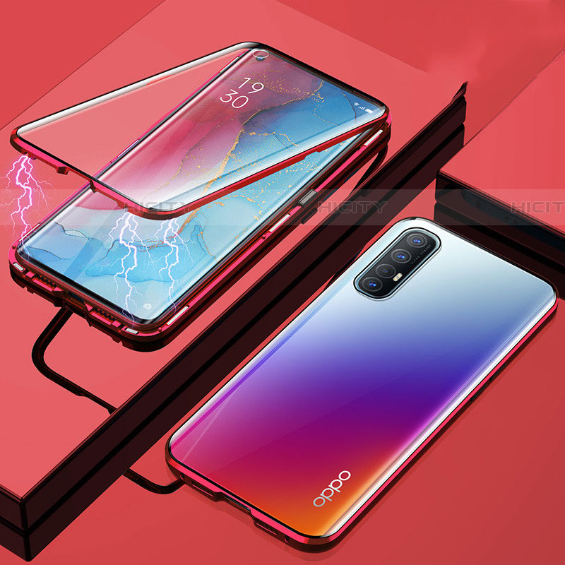 Custodia Lusso Alluminio Laterale Specchio 360 Gradi Cover M01 per Oppo Find X2 Neo