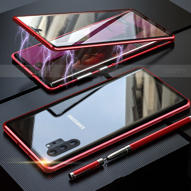 Custodia Lusso Alluminio Laterale Specchio 360 Gradi Cover M01 per Samsung Galaxy Note 10 Plus 5G Rosso