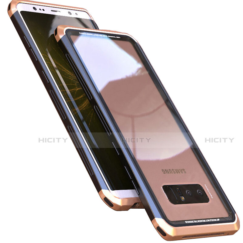 Custodia Lusso Alluminio Laterale Specchio 360 Gradi Cover M01 per Samsung Galaxy Note 8