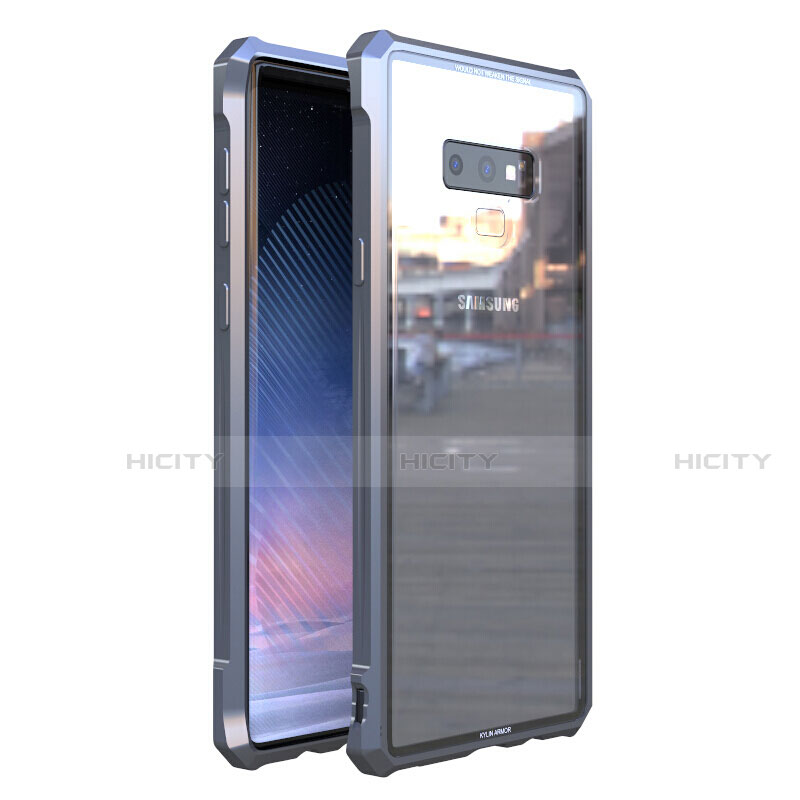 Custodia Lusso Alluminio Laterale Specchio 360 Gradi Cover M01 per Samsung Galaxy Note 9 Argento