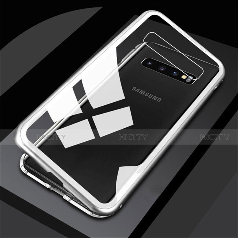 Custodia Lusso Alluminio Laterale Specchio 360 Gradi Cover M01 per Samsung Galaxy S10 5G Bianco