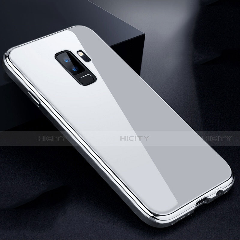 Custodia Lusso Alluminio Laterale Specchio 360 Gradi Cover M01 per Samsung Galaxy S9 Plus Argento