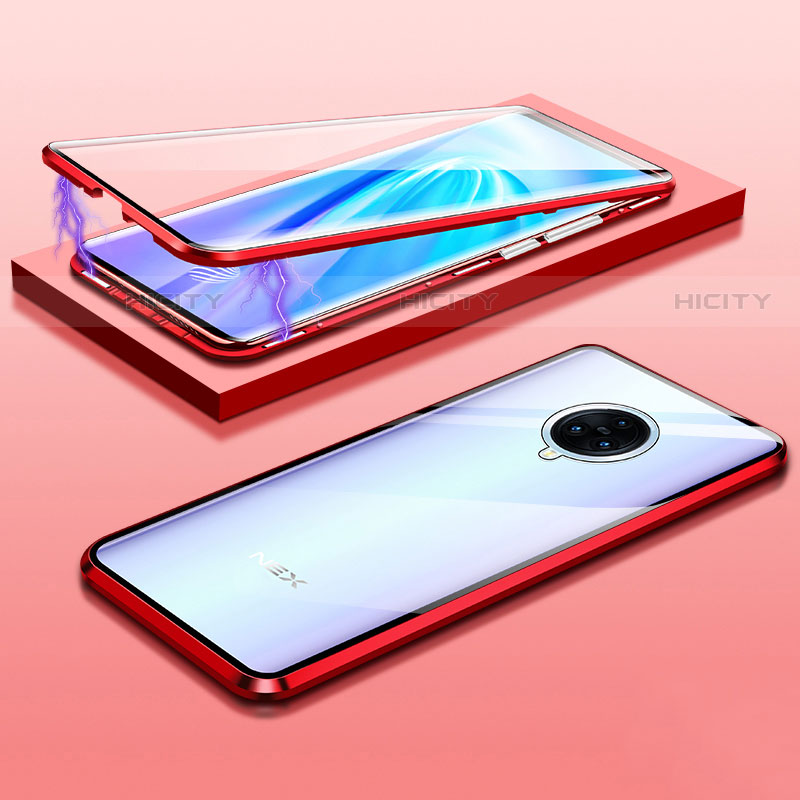 Custodia Lusso Alluminio Laterale Specchio 360 Gradi Cover M01 per Vivo Nex 3 Rosso