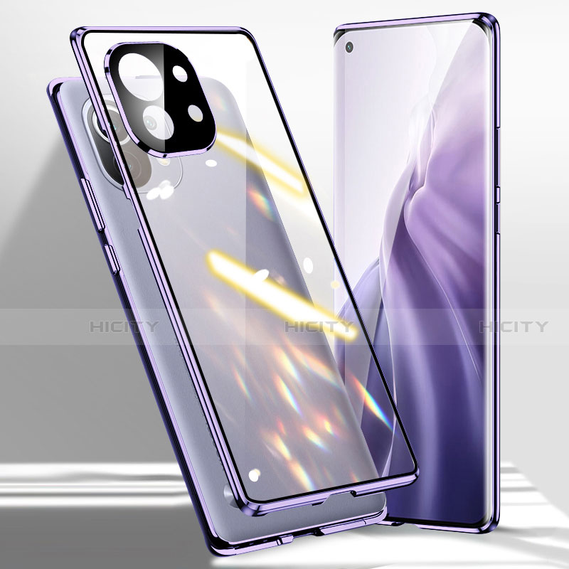 Custodia Lusso Alluminio Laterale Specchio 360 Gradi Cover M01 per Xiaomi Mi 11 5G Viola