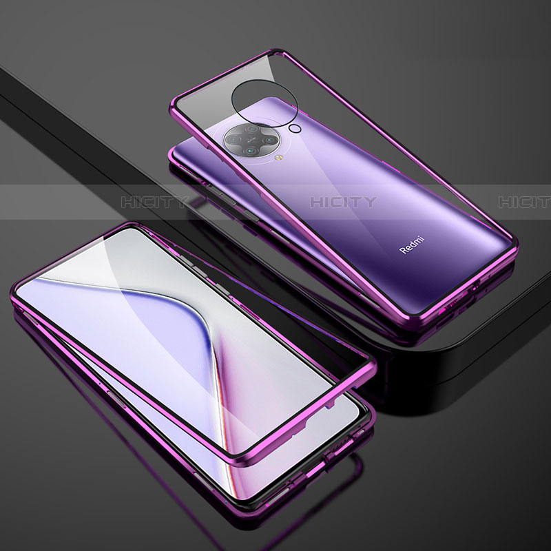 Custodia Lusso Alluminio Laterale Specchio 360 Gradi Cover M01 per Xiaomi Poco F2 Pro Viola