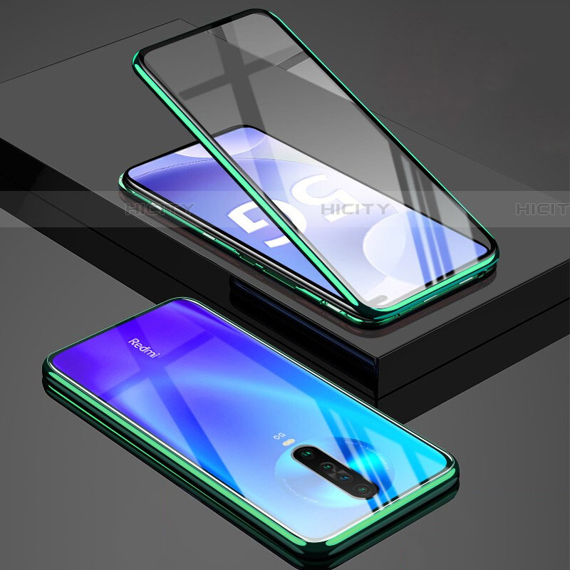 Custodia Lusso Alluminio Laterale Specchio 360 Gradi Cover M01 per Xiaomi Poco X2 Verde