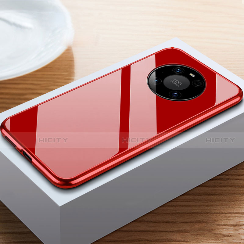 Custodia Lusso Alluminio Laterale Specchio 360 Gradi Cover M02 per Huawei Mate 40E Pro 4G Rosso