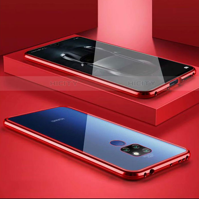 Custodia Lusso Alluminio Laterale Specchio 360 Gradi Cover M02 per Huawei Nova 5i Pro Rosso