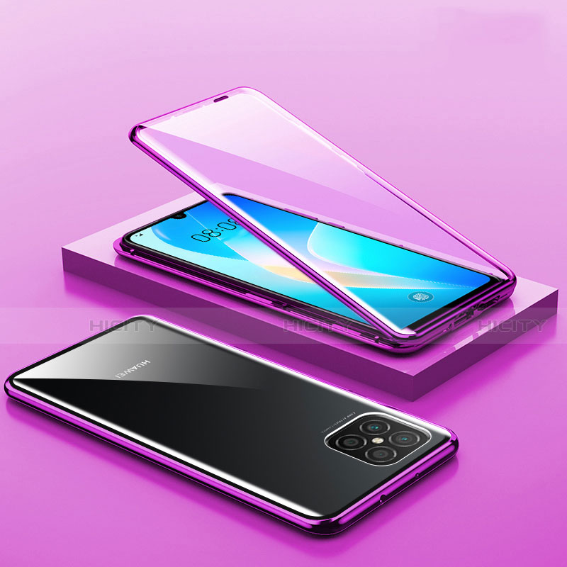 Custodia Lusso Alluminio Laterale Specchio 360 Gradi Cover M02 per Huawei Nova 8 SE 5G Viola