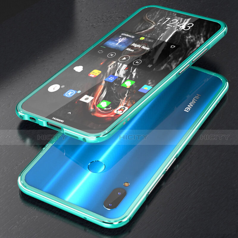 Custodia Lusso Alluminio Laterale Specchio 360 Gradi Cover M02 per Huawei P20 Lite Cielo Blu