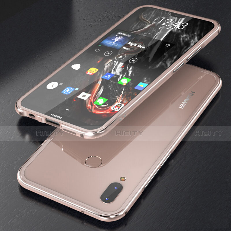 Custodia Lusso Alluminio Laterale Specchio 360 Gradi Cover M02 per Huawei P20 Lite Oro Rosa