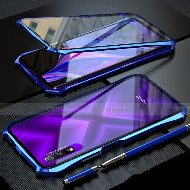 Custodia Lusso Alluminio Laterale Specchio 360 Gradi Cover M02 per Huawei Y9 Prime (2019)