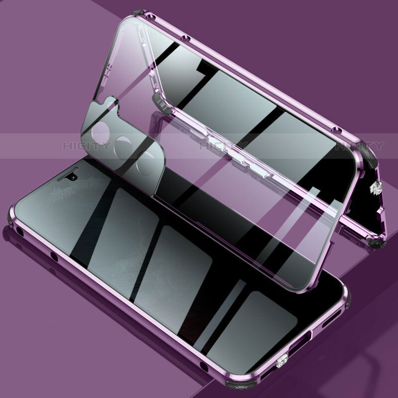 Custodia Lusso Alluminio Laterale Specchio 360 Gradi Cover M02 per Samsung Galaxy S21 FE 5G Viola