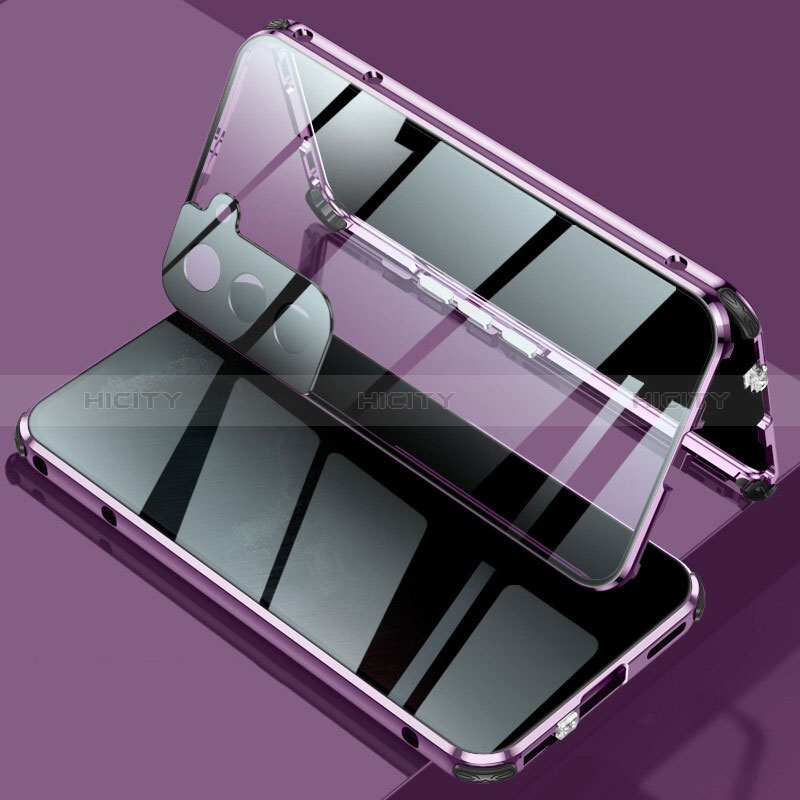 Custodia Lusso Alluminio Laterale Specchio 360 Gradi Cover M02 per Samsung Galaxy S24 5G Viola