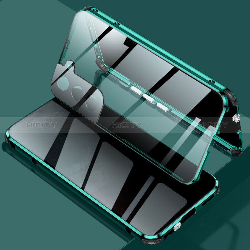 Custodia Lusso Alluminio Laterale Specchio 360 Gradi Cover M02 per Samsung Galaxy S25 5G Verde