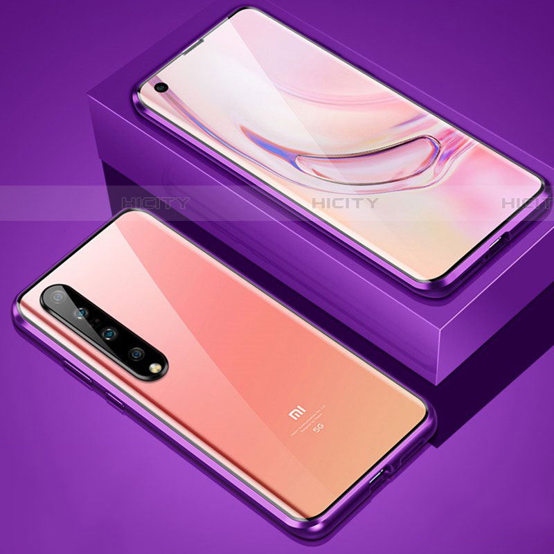 Custodia Lusso Alluminio Laterale Specchio 360 Gradi Cover M02 per Xiaomi Mi 10 Pro Viola