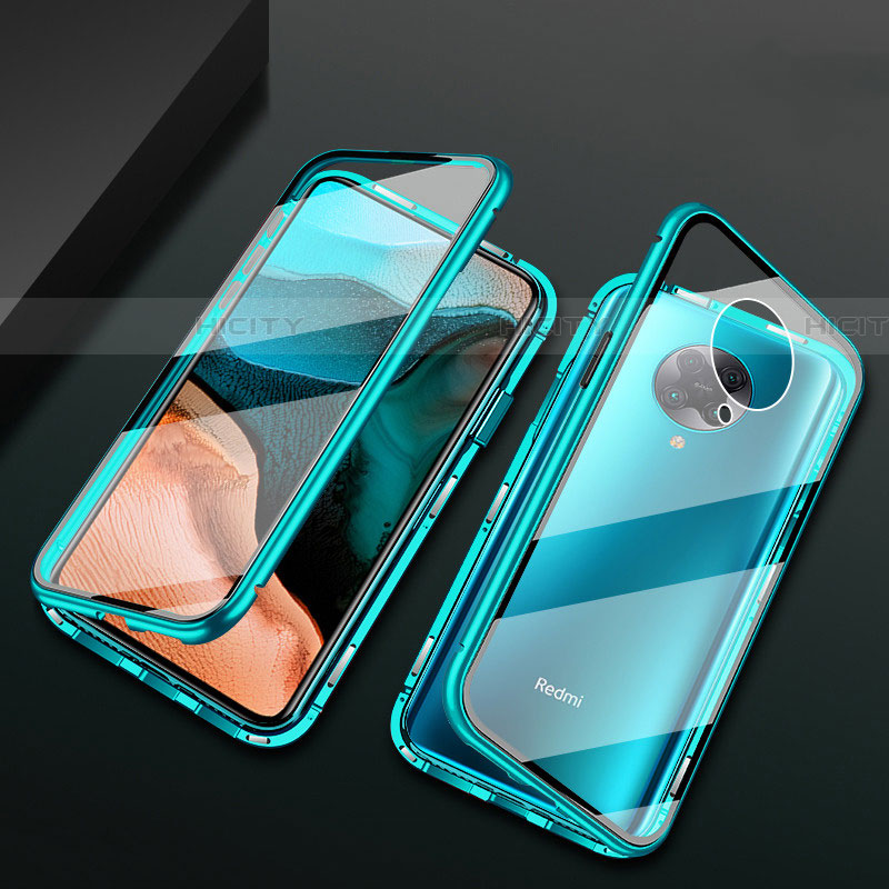 Custodia Lusso Alluminio Laterale Specchio 360 Gradi Cover M02 per Xiaomi Poco F2 Pro Verde