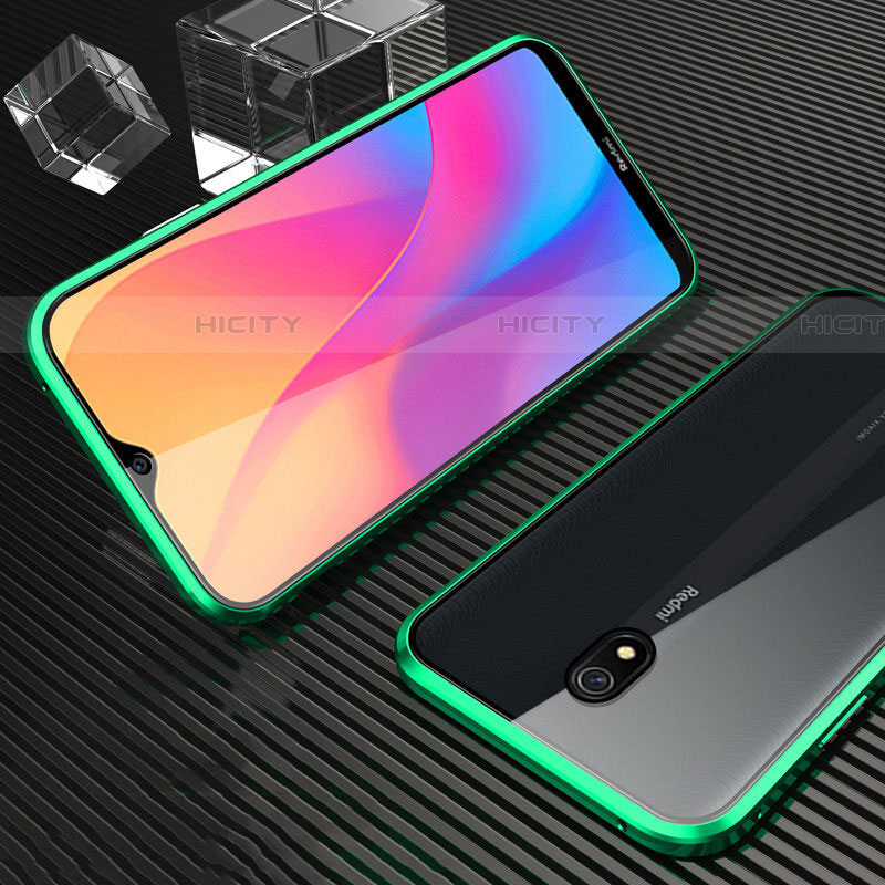 Custodia Lusso Alluminio Laterale Specchio 360 Gradi Cover M02 per Xiaomi Redmi 8A Verde