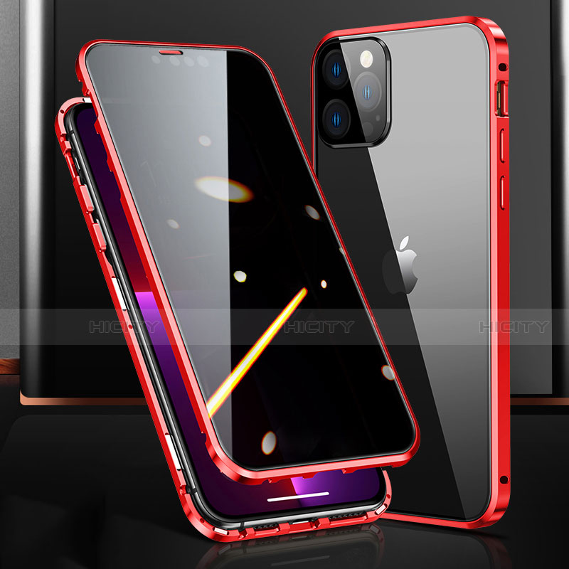 Custodia Lusso Alluminio Laterale Specchio 360 Gradi Cover M03 per Apple iPhone 13 Pro Max Rosso